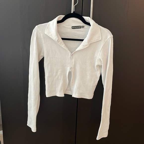 White longsleeve top with zippers - Picture 2 of 4